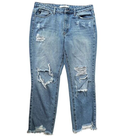 KanCan Women's Estilo Jeans‎ SZ 28 Denim Mid Rise cropped Leg Distressed Raw Hem - Picture 9 of 9